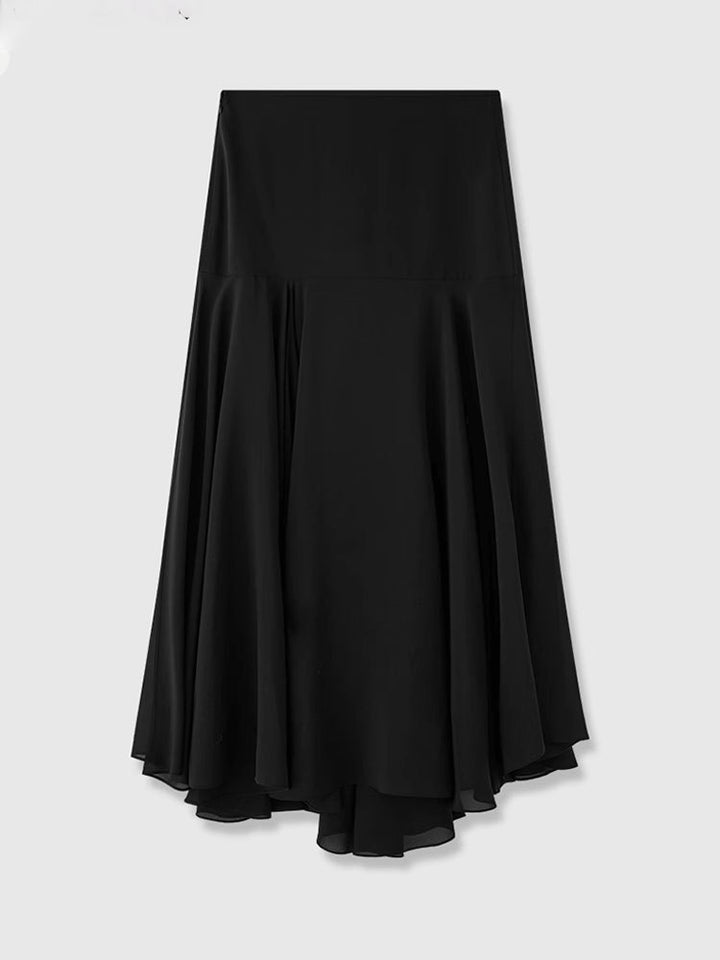 Dame elegant midikjole med flydende snit og asymmetrisk kant Stilla