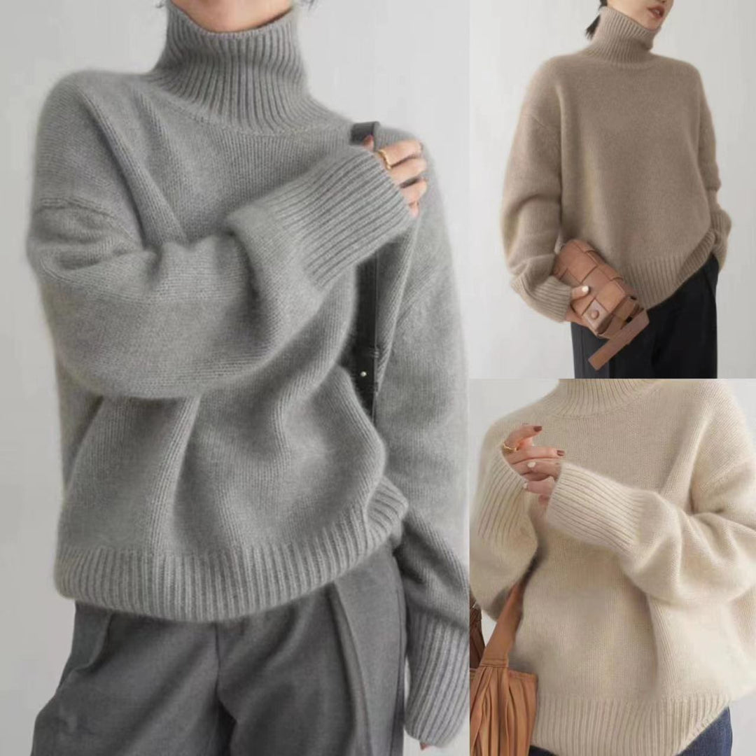 Kvinders hyggelige turtle neck sweater lavet af fin uld Stilla