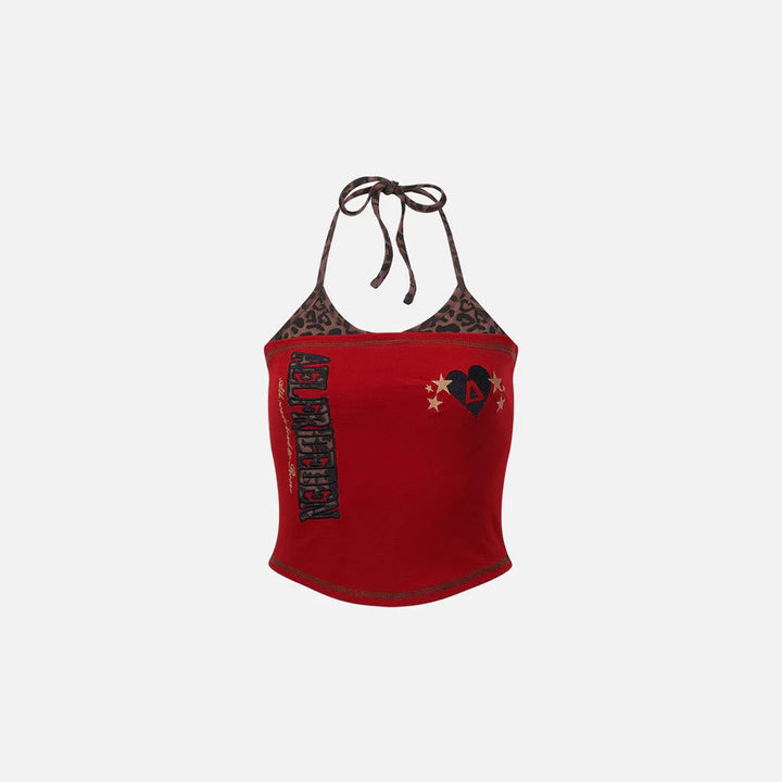 Dame Farverig trykt Crop-Top med Halterneck Skovae