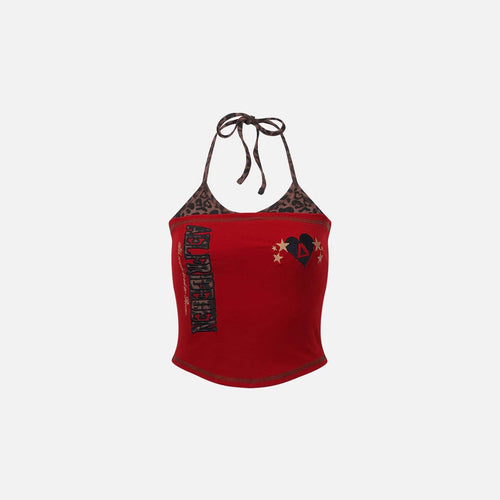 Dame Farverig trykt Crop-Top med Halterneck Skovae