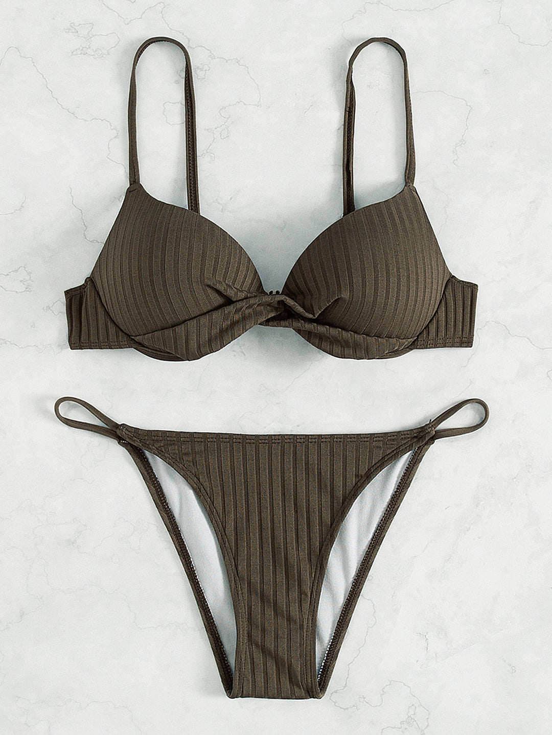 Dame Rib Underwire Bikini Sæt Stilla