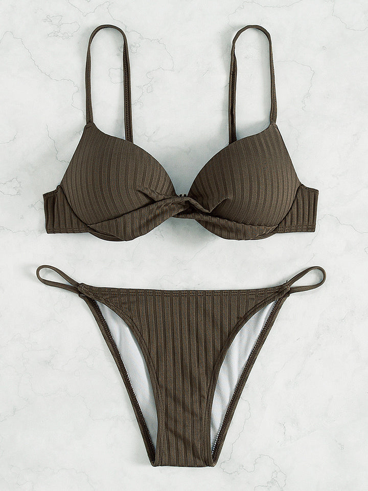 Dame Rib Underwire Bikini Sæt Stilla
