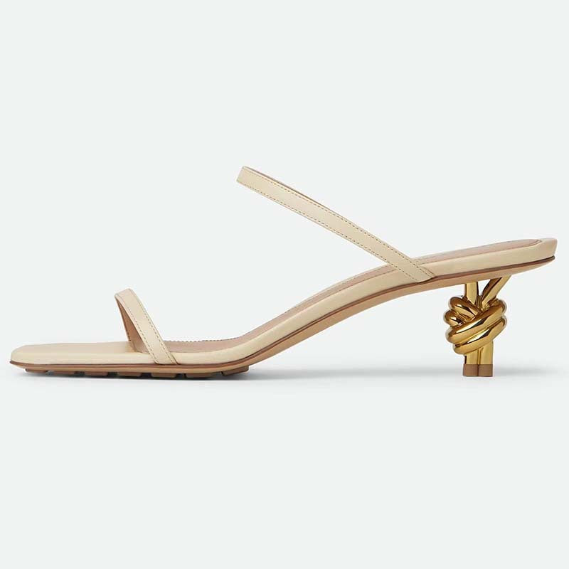 Femme Stilfulde Høje Hæl Slide Sandaler med dekorativ Knude Accent Stilla