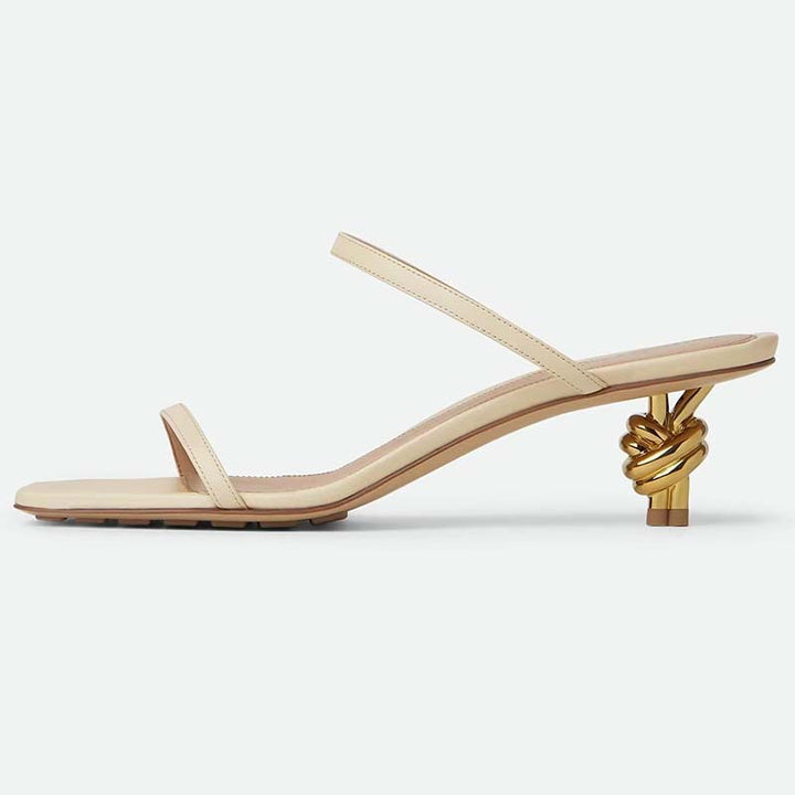 Femme Stilfulde Høje Hæl Slide Sandaler med dekorativ Knude Accent Stilla