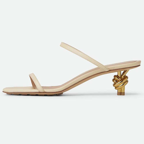 Femme Stilfulde Høje Hæl Slide Sandaler med dekorativ Knude Accent Stilla