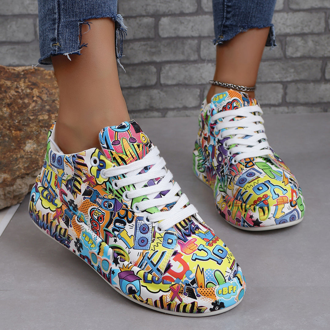 Dame Sporty Sneakers med farverigt grafik-design Stilla