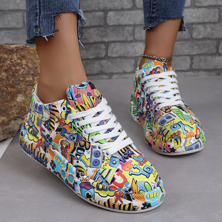 Dame Sporty Sneakers med farverigt grafik-design Stilla