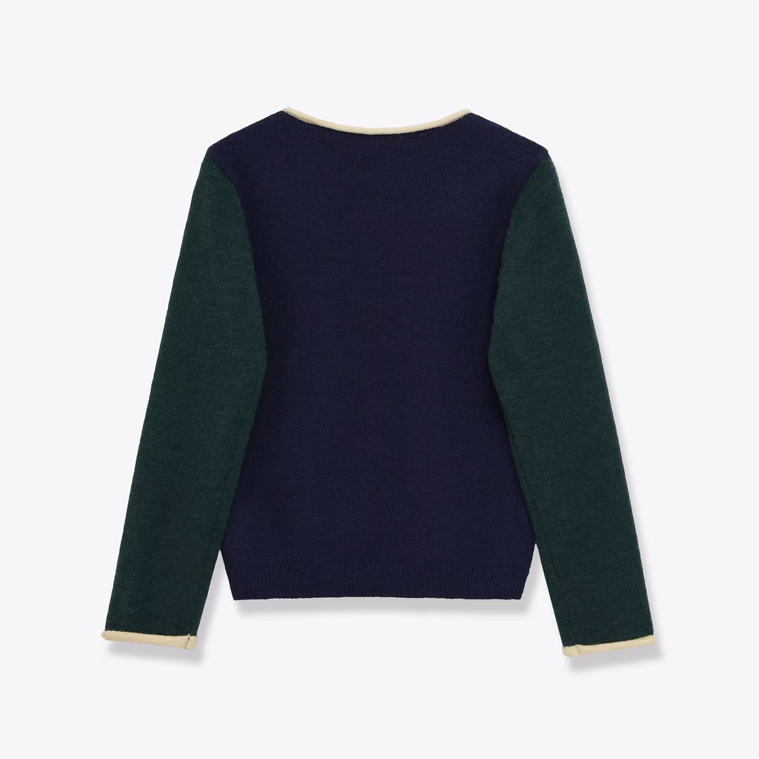 Dame varmere strikpullover med kontrasterende ærmer Stilla