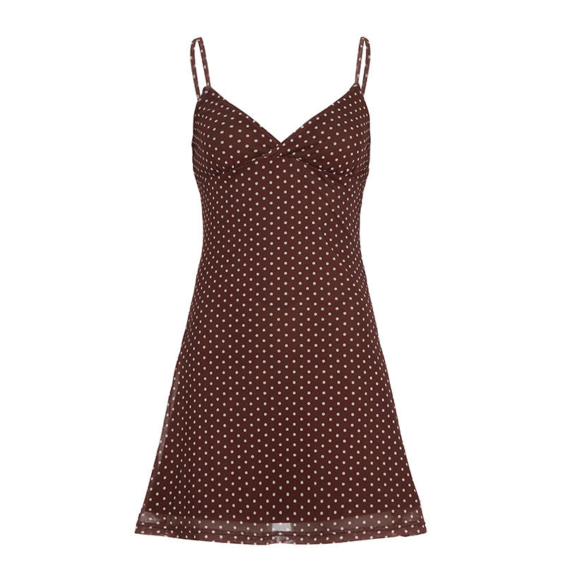 Dame Polka Dots Spaghetti-strop top med let fald Skovae