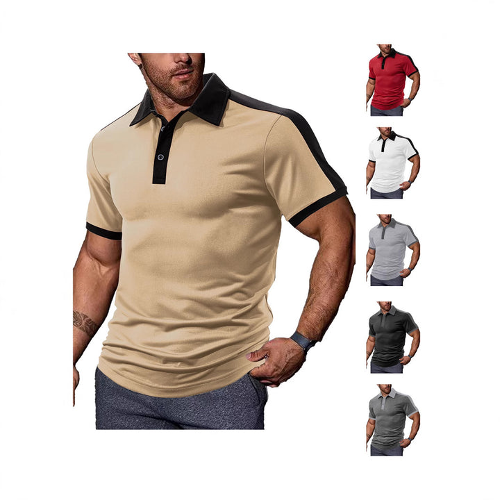 Herrer med figurtilpasset kontrast-polo-shirt med skulderpas og skjortekrave Skovae