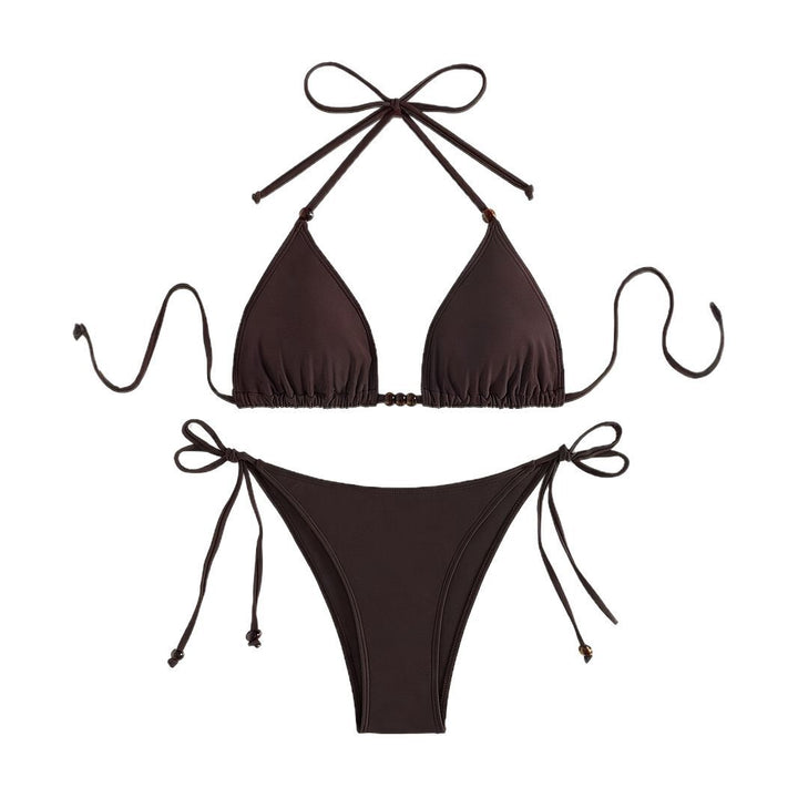 Dame Triangel-Bikini med justerbare stropper og charmerende træsdetaljer Stilla