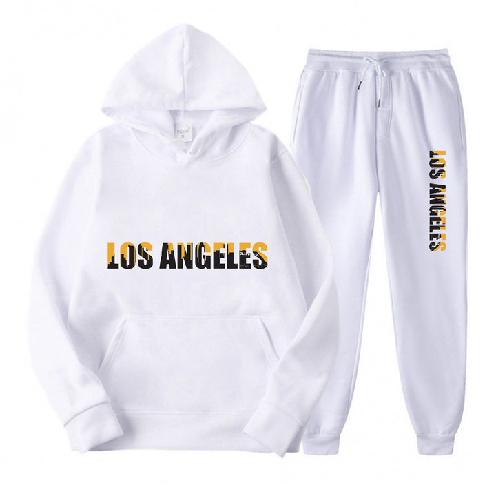 Kvinders fritids hoodie og joggingbukser sæt med casual Los Angeles skrifttype Skovae