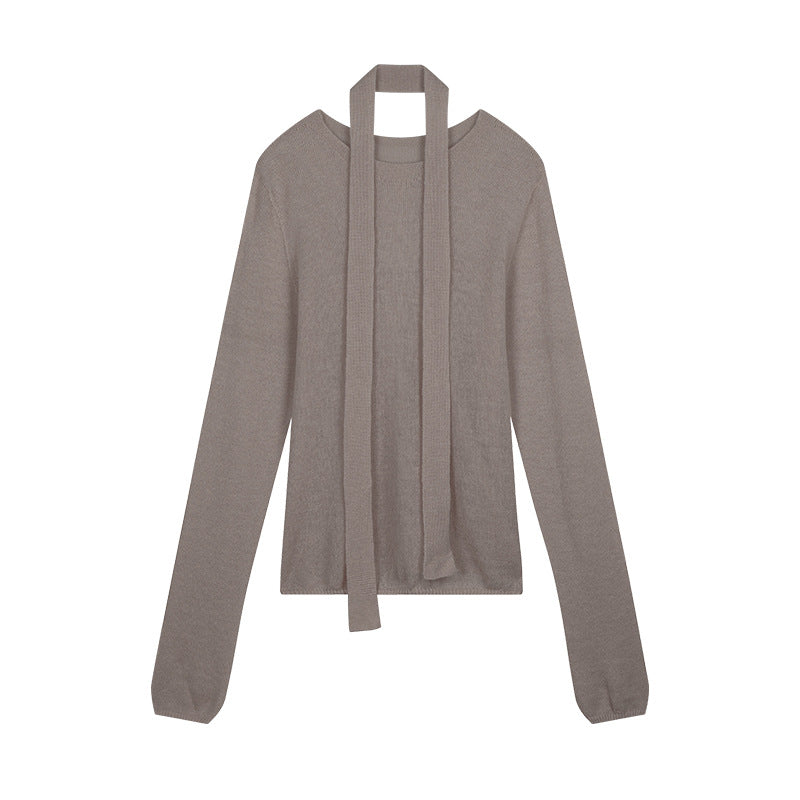 Dame elegant strikpullover med moderne slidsekrave og fin struktur Stilla