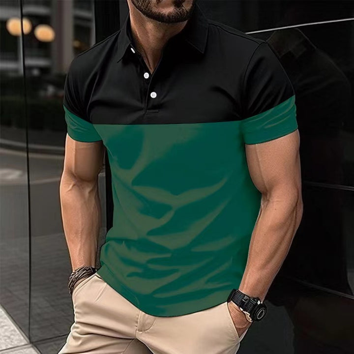Herrer Polo-Skjorte med moderne farveblokdesign Stilla
