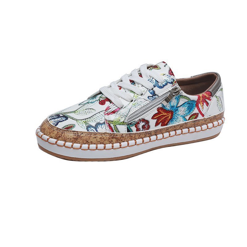 Dame Mode Sneakers med farverigt blomsterdesign og elegant korkbesætning Stilla