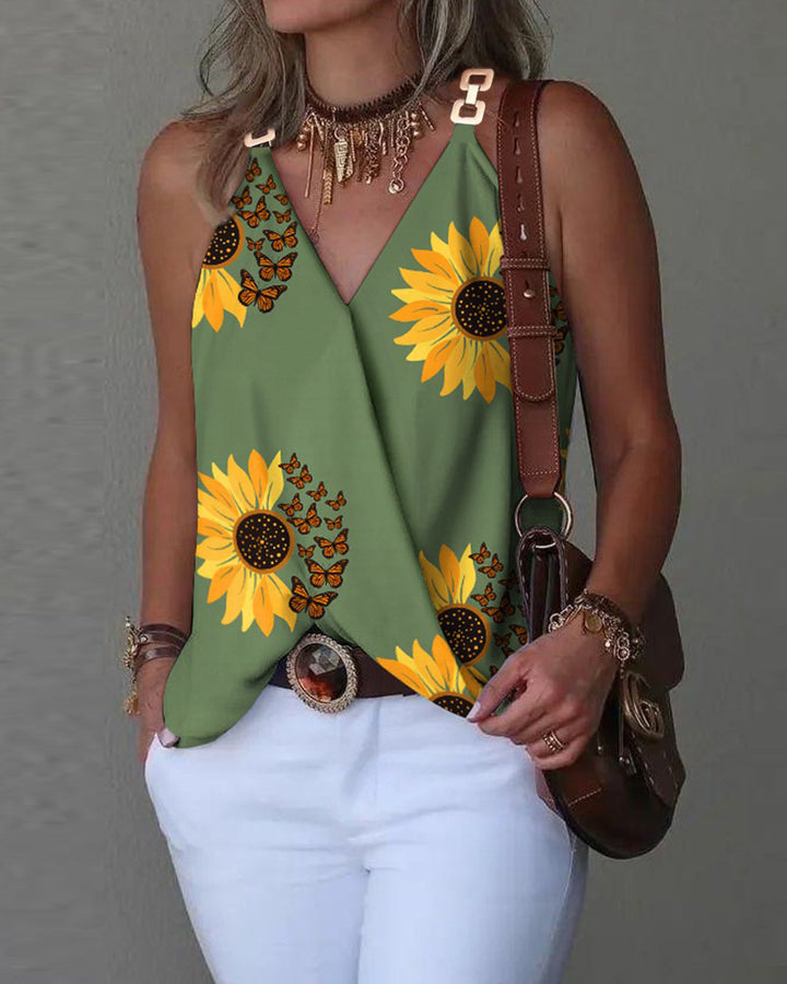 Dame Patchwork Tanktop med trendy V-udskæring Stilla