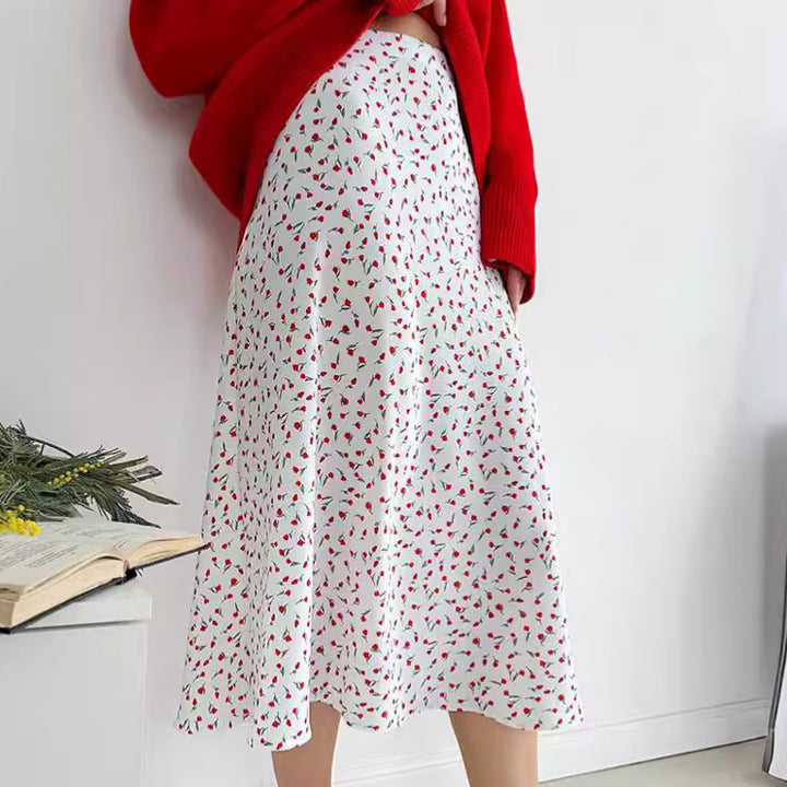 Damer Elegant Midi-Nederdel med blomsterprint og rummelig pasform Stilla