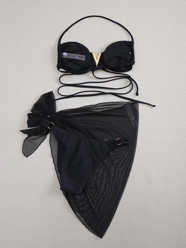 Dame Chic Cut-Out Bikini sæt med indpakningsskørt Stilla