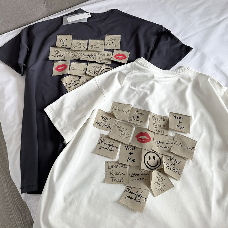 Dame T-shirt med kreativt tryk og motiverende budskaber Stilla