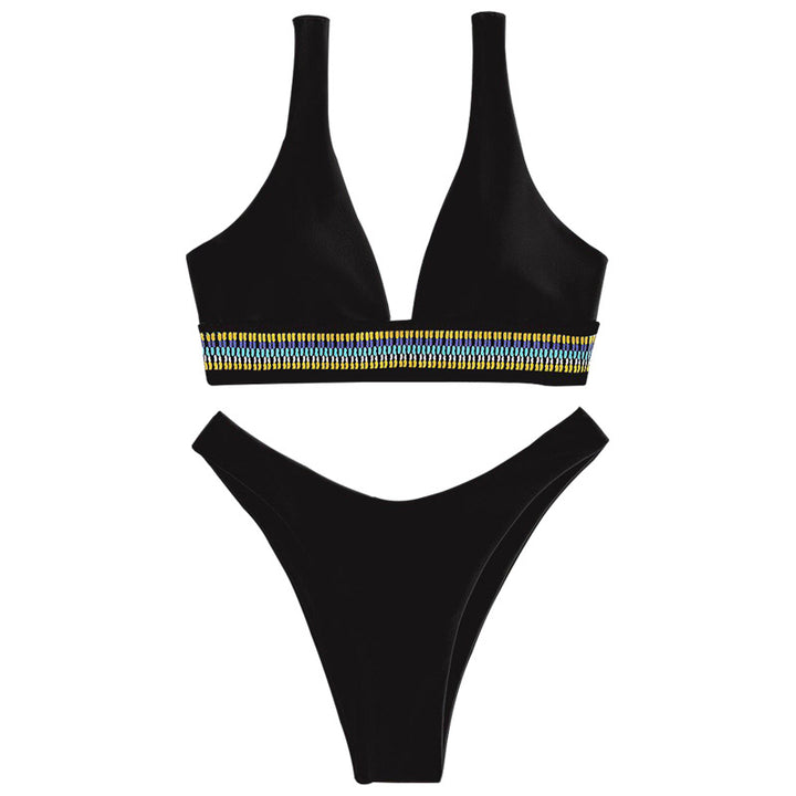 Dame Bikini-Sæt med elegant V-udskæring og smagfuld detalje Skovae