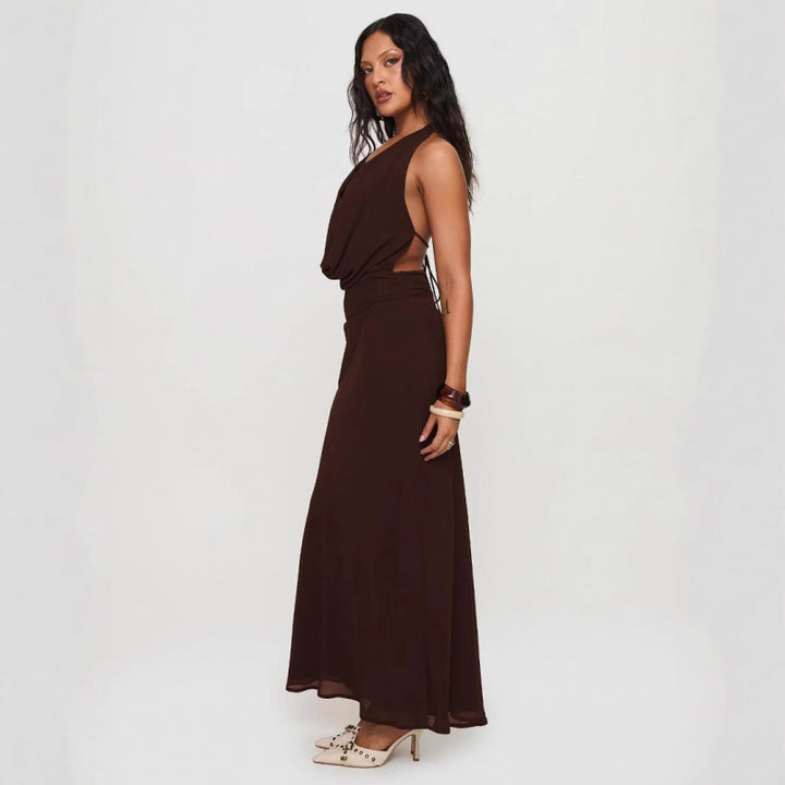 Dame Elegant Draperet Maxikjole Stilla