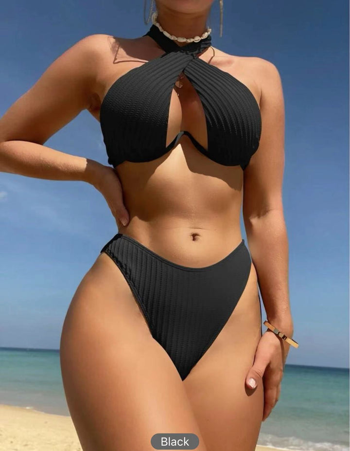 Dame Bikini-sæt med innovativt vikledesign og høj talje Stilla