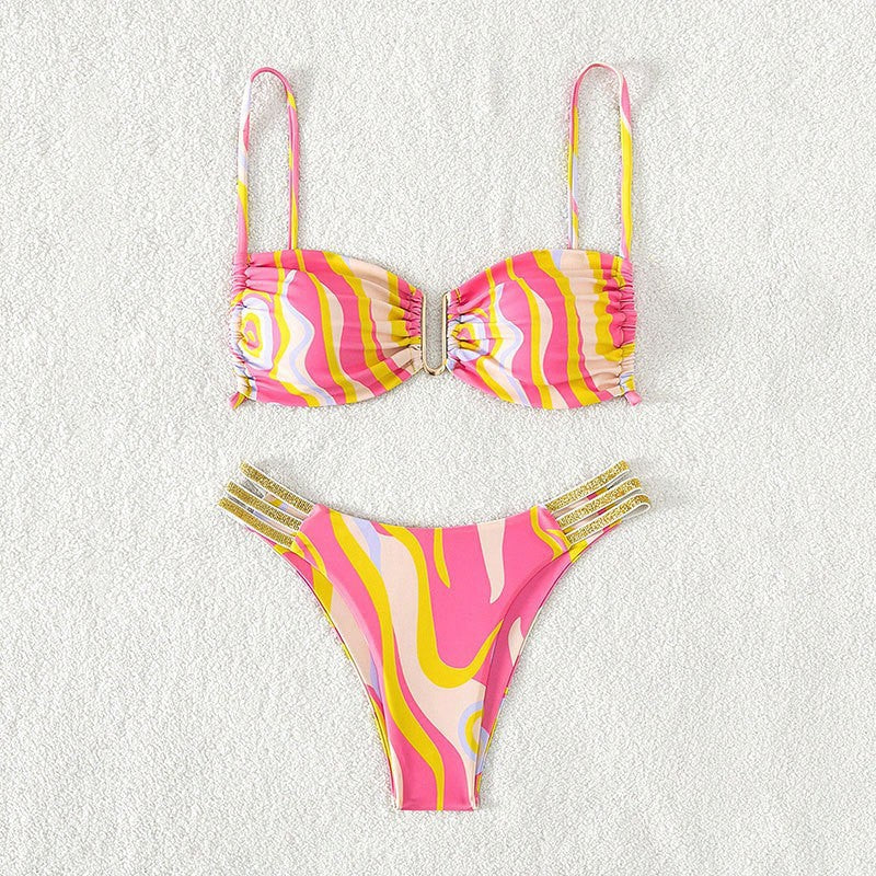 Dame Triangel-Bikini med elegant ruffle-detalje og glitrende stropper Skovae