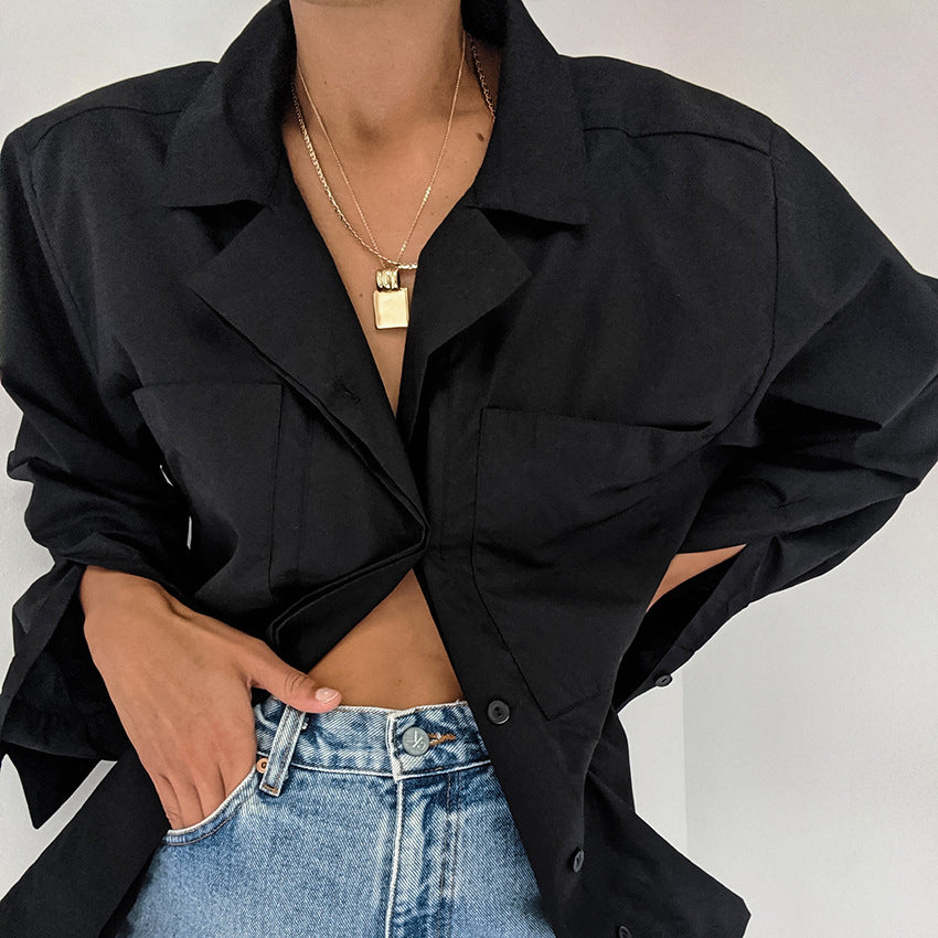 Damer elegant bluse med løse ærmer og struktureret krave Stilla