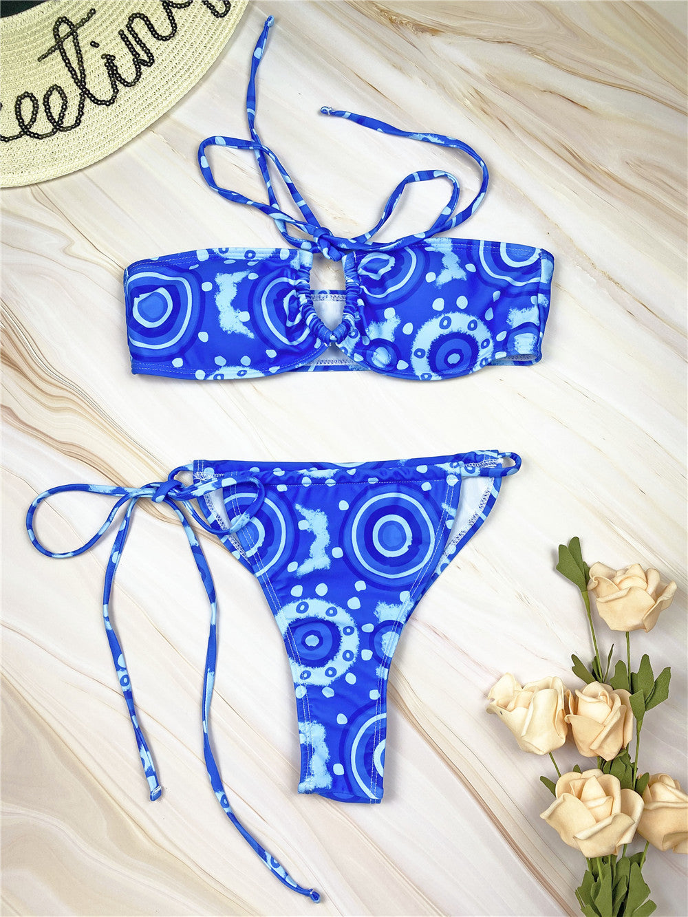 Dame Bandeau Stil Højskåret Bikini Sæt Stilla