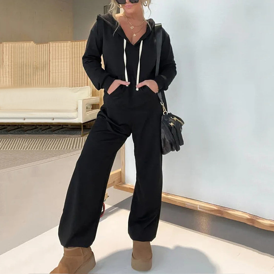 Dame Sporty Jumpsuit med Hætte og praktiske Lommer Stilla