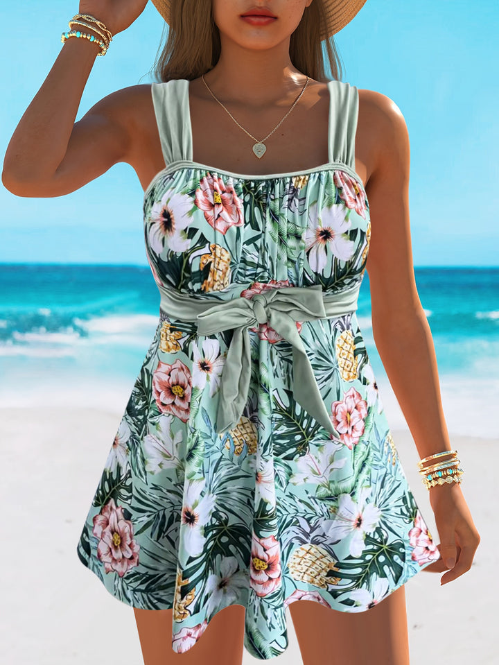 Damer Sporty Wrap Badedragt med blomster mønster Skovae