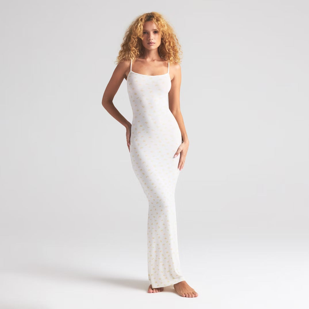 Damer Elegant Spaghetti-Rem Maxi-Kjole Stilla