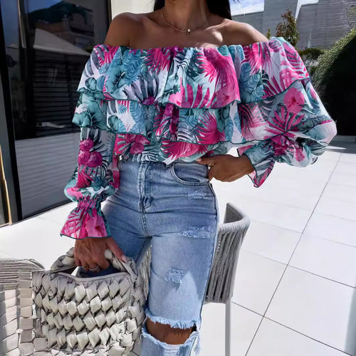 Damebluse i flæse-stil med blomstermønster Stilla