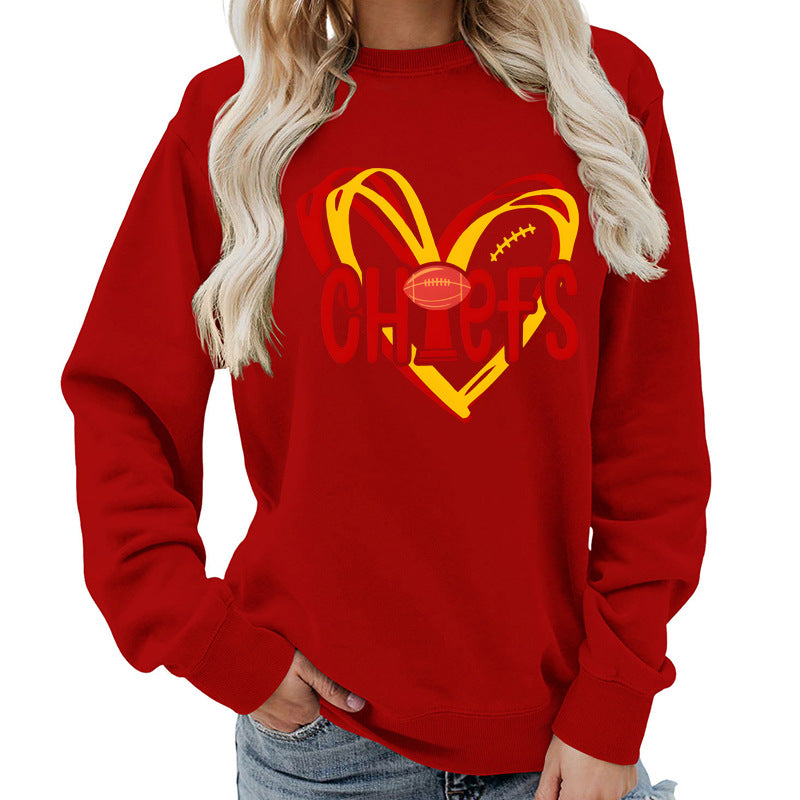 Kvinders sweatshirt med hjerte-design og kreative sportsgrafikker Stilla