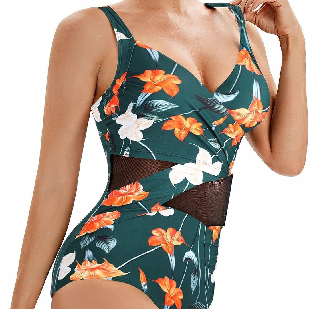 Dame Elegant Floral Wrap Én-delt Badedragt Stilla