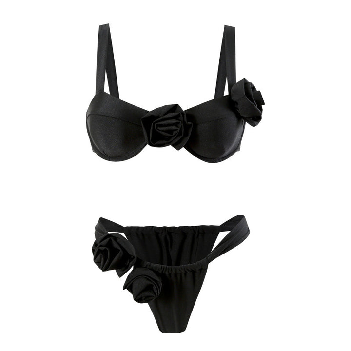 Damer Bikini-sæt med modige rose-applikationer og komfortabel pasform Skovae