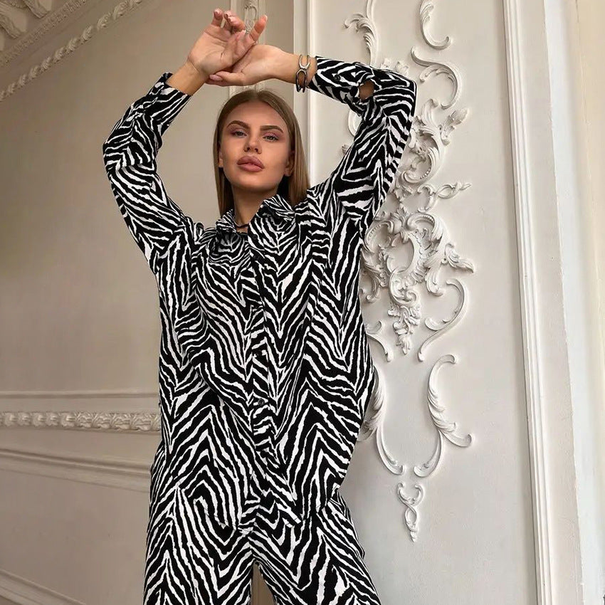 Dame elegant og behagelig sæt med zebra-design Stilla