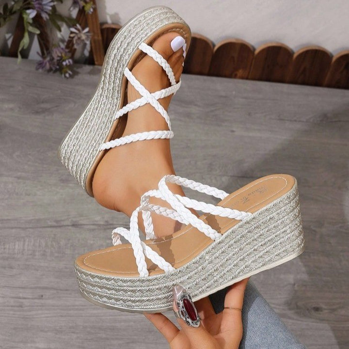 Dame platform-sandaler med flettet remdesign og moderigtigt hæl Stilla