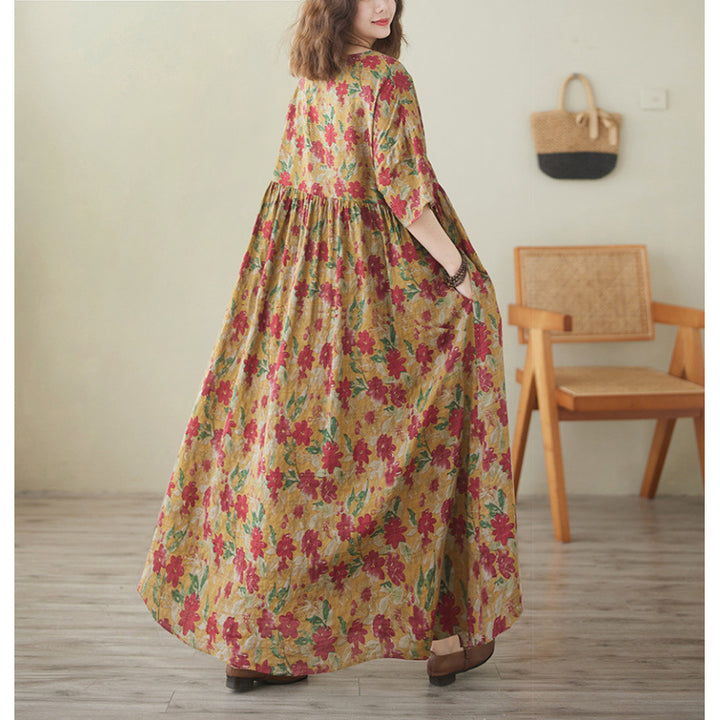 Dame Flydende Blomster Maxi Kjole med Lomme Accent Stilla