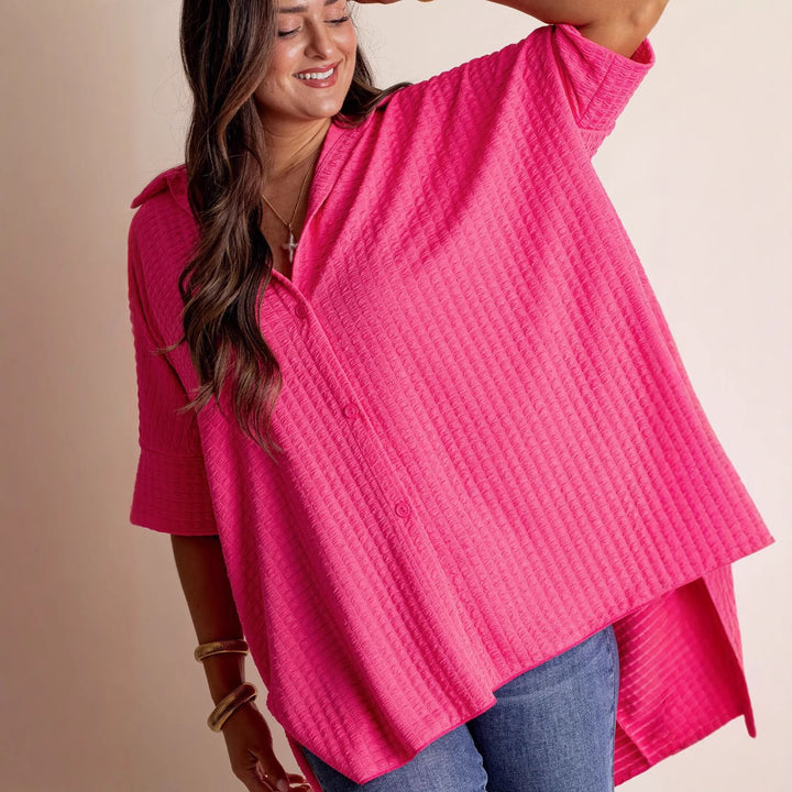 Dame Oversized Skjorte med struktureret stof med lommer Stilla