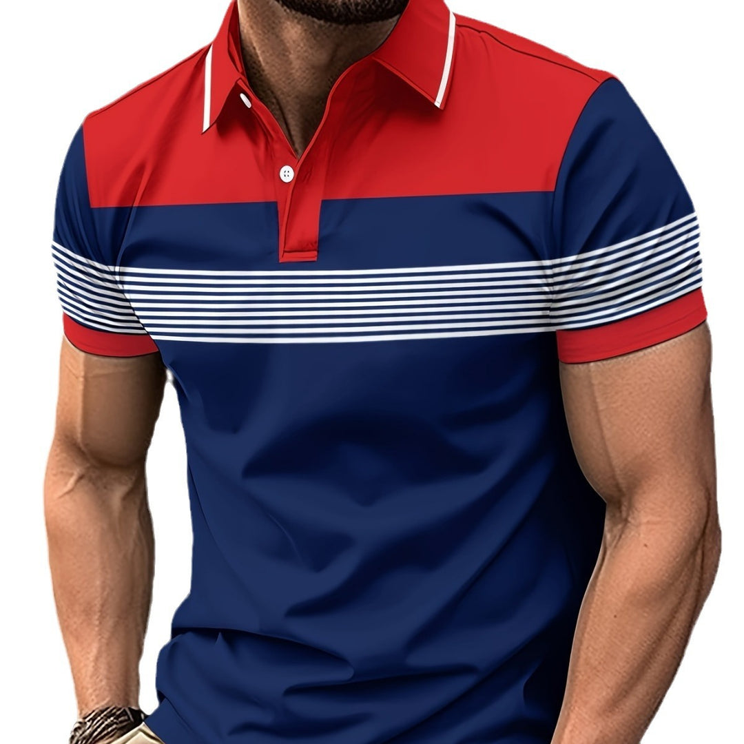 Herren polo skjorte med stribet design og moderne krave Stilla