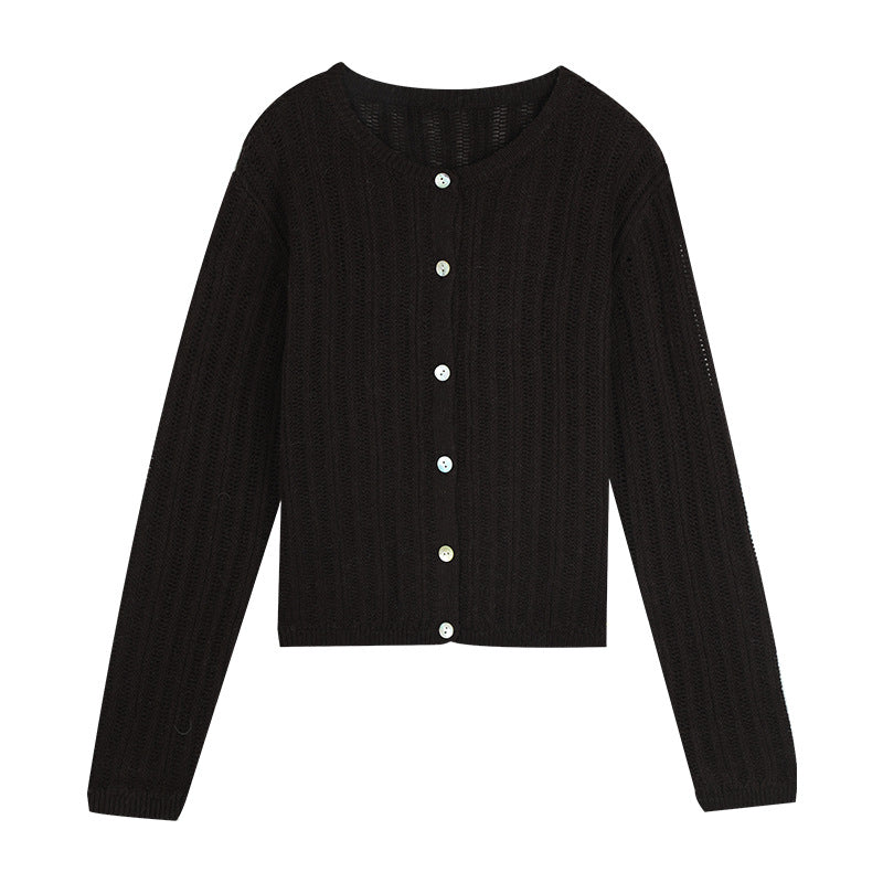 Dame fin strik cardigan med gennemgående knapliste og struktureret design Stilla