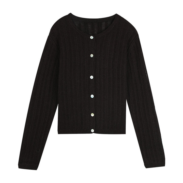 Dame fin strik cardigan med gennemgående knapliste og struktureret design Stilla