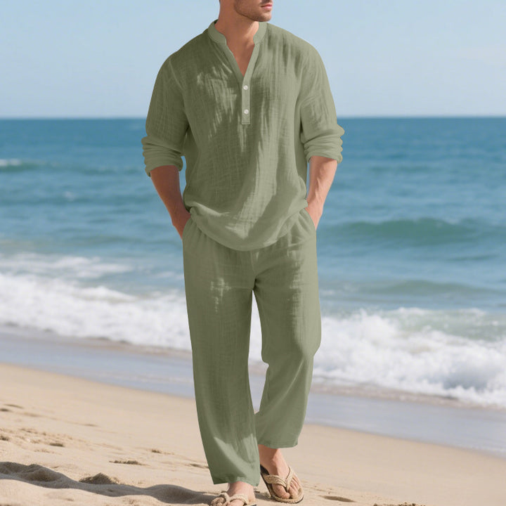 Herrer afslappet strandoutfit med praktisk knapdesign og elastisk bånd Stilla