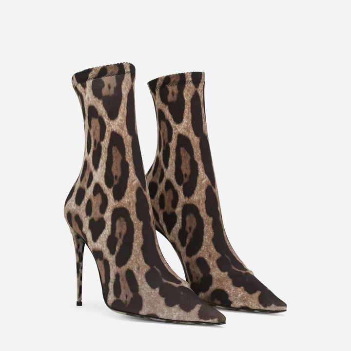 Femme Spidse Stiletto Støvler med skulptureret blokhæl Stilla