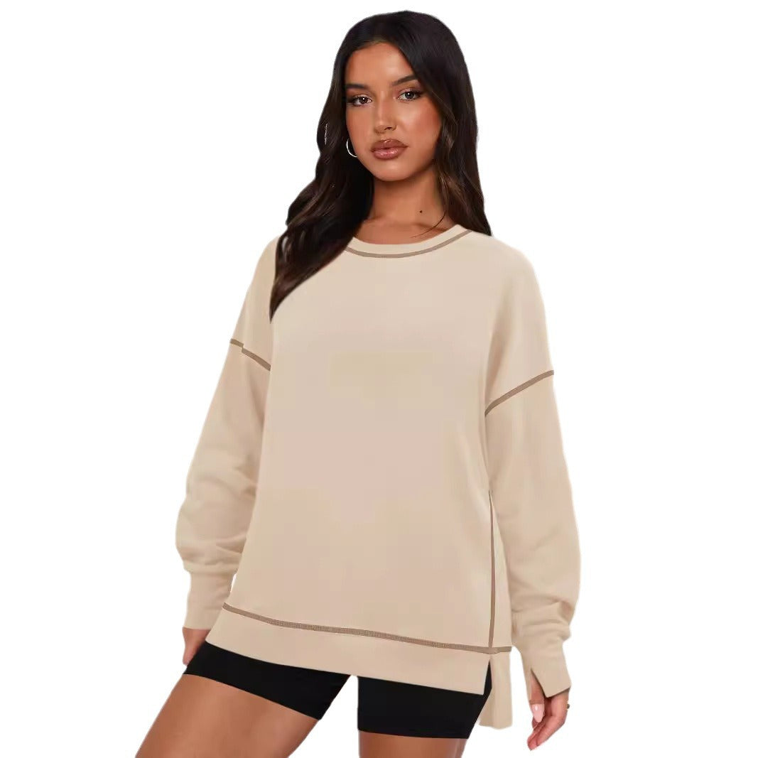 Dame Sporty Oversized Pullover med Kontrast syninger Stilla