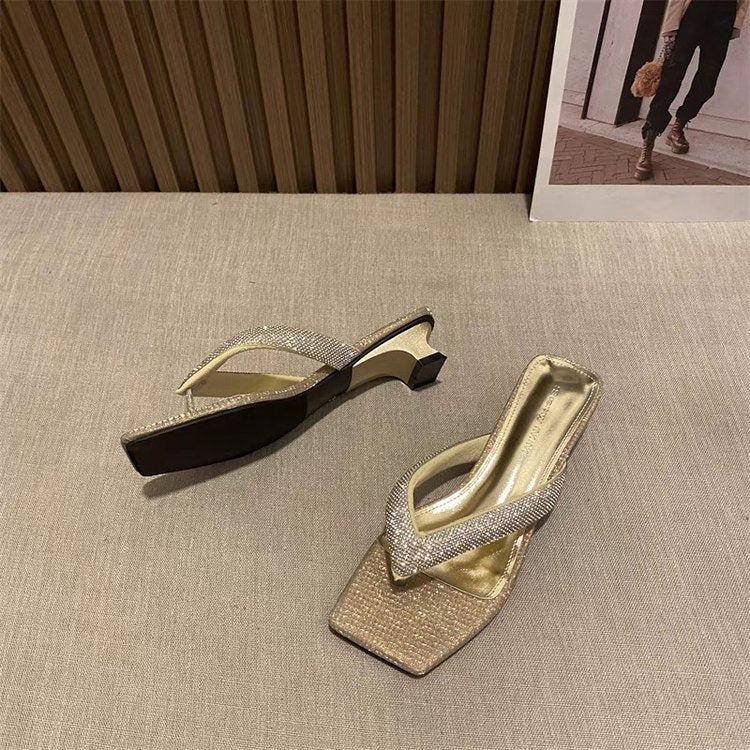 Dame Glamourøse Tåsteg-Pumps med glitrende Riemendesign og komfortabel blokhæl Stilla