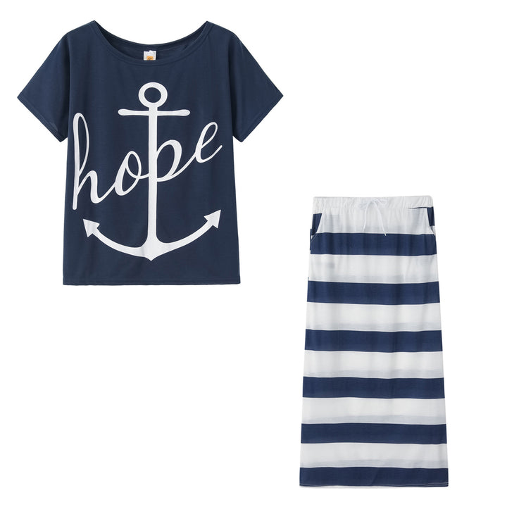 Dame Fritids Off-Shoulder Kjole med Stribet Design Stilla