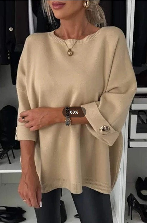 Dame elegant top med dekorative knapper og generøs pasform Stiila