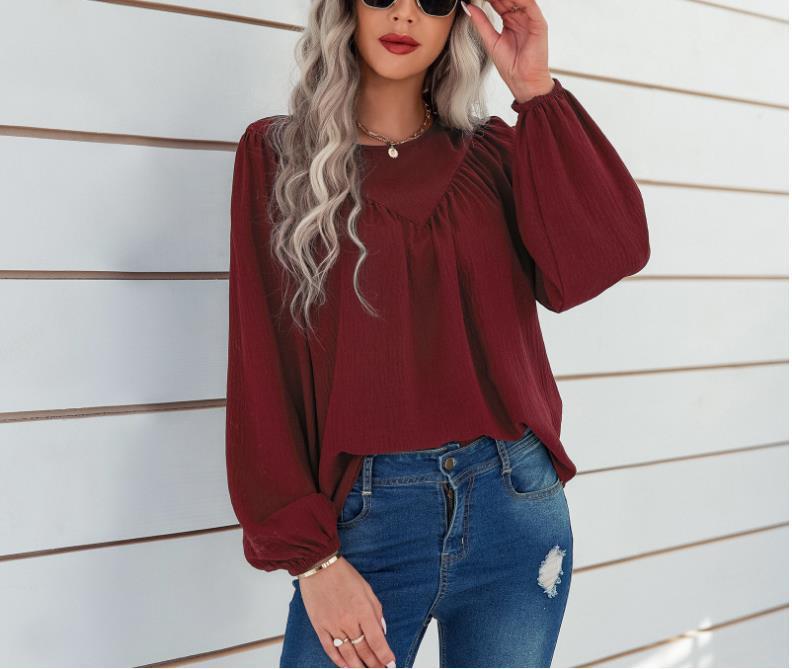 Dame Elegant og afslappet bluse skjorte med puffærmer Stilla